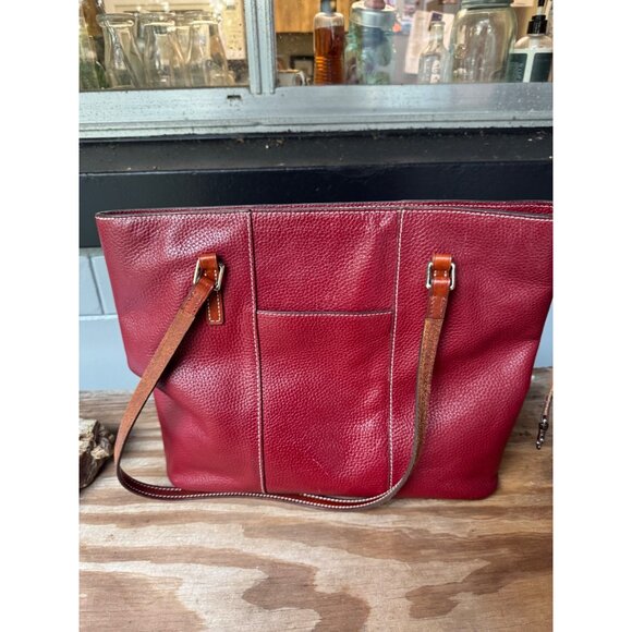 Dooney & Bourke Pebble Leather Tote Shoulder Bag Burgundy Red 15x11x4 - Picture 3 of 8